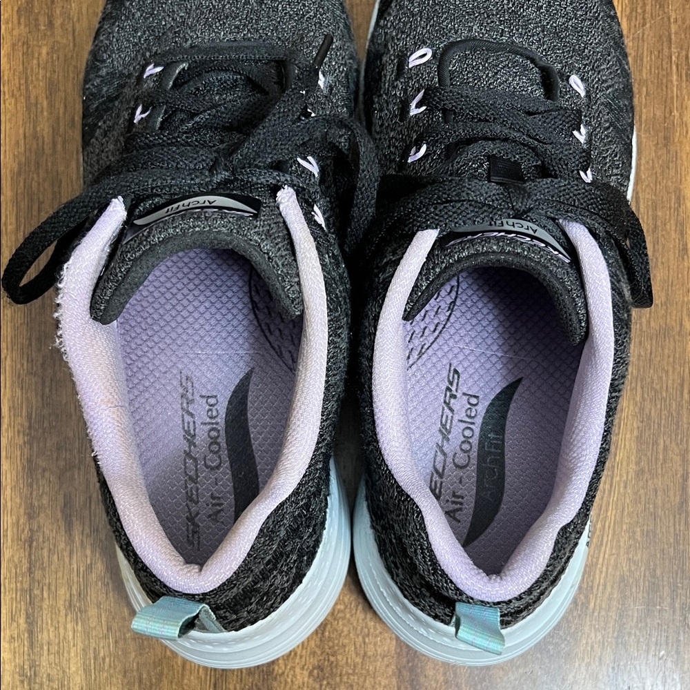 Sketchers Arch Fit Air Cooled Comfy Wave Womens Size 8.5 Black Lavender - Picture 9 of 14